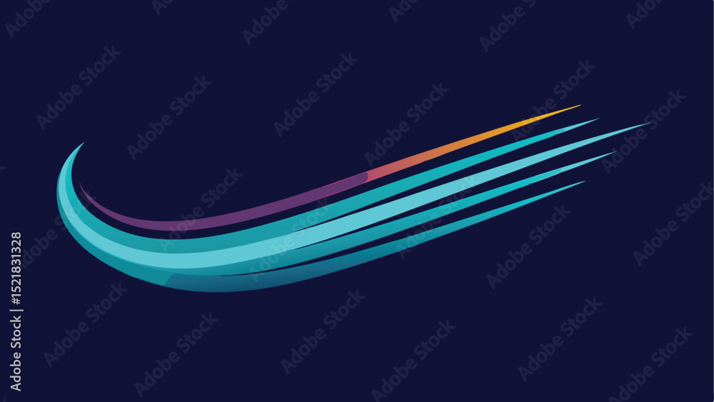 Poster abstract vector design featuring smooth light streaks in gradient colors on a dark background