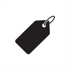 A simple black and white icon of a price tag