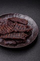 Snacks or jerky, beef slice meat dried, dehydrated. Beef snack