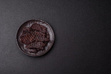 Snacks or jerky, beef slice meat dried, dehydrated. Beef snack