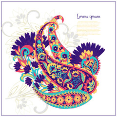 Vector Paisley Floral isolated ornament