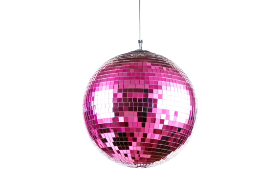 Pink t-shirt template for women, front and back view isolated on a transparent background - A disco ball hanging from the ceiling, transparent background (2)