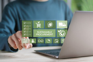 Sustainable procurement concept. Sustainable procurement showcasing eco-friendly practices and...