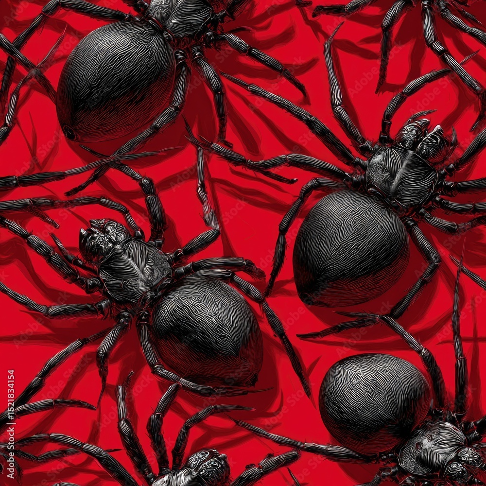Poster seamless background texture this striking features spiders against a bold red backdrop, ideal for us