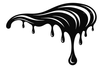 Abstract Dripping Black Liquid Pattern, Wavy Lines, Paint Splatter Drips Vector Image