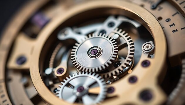close up view of a watch movement