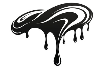 Black Drip Art Illustration with Swirls and Dripping Liquid Elements Design