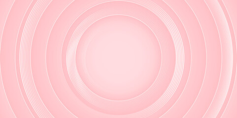 Abstract pink 3D circular layered background vector illustration. Futuristic pink round shape background.