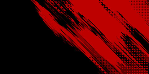 Abstract black ink brush stroke background with grunge texture. Red Grunge background design. 