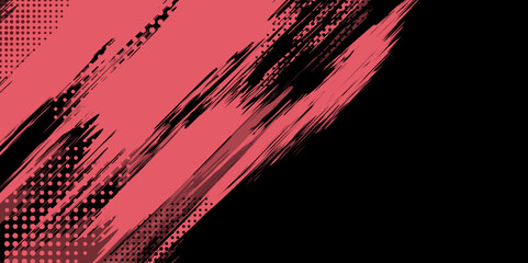 Abstract black ink brush stroke background with grunge texture. Red Grunge background design. 