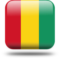 Guinea Flag – 3D Square Icon Style with Drop Shadow, High Resolution PNG