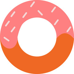 Flat Donut Icon with Soft Pink Frosting and Minimal Sprinkles
