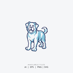 Happy Cartoon Dog Logo, Adorable Smiling White Dog Mascot Design