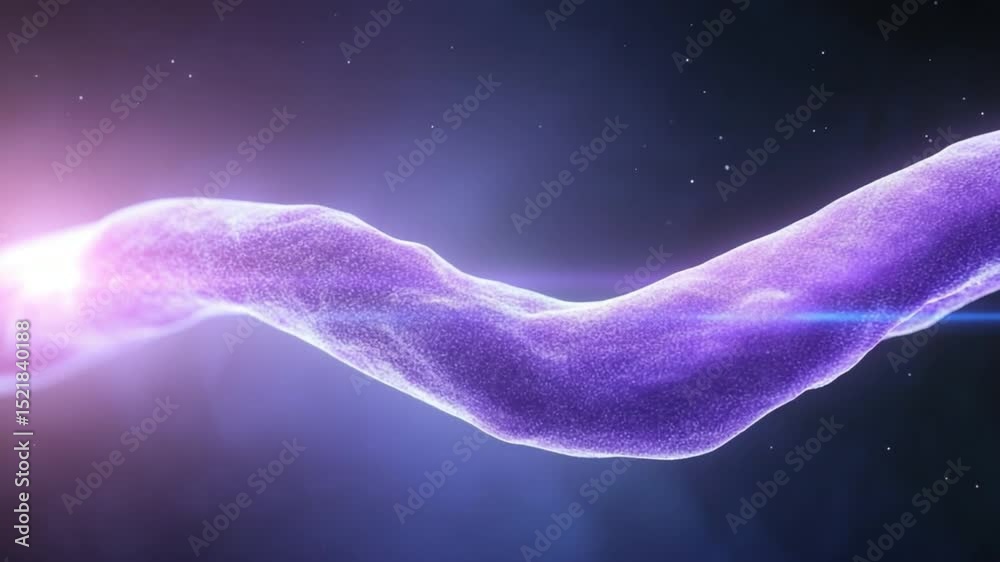 Poster nerve cell under microscope: a captivating view of a single nerve cell with a glowing bright, offeri