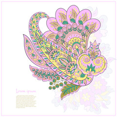 Damask paisley isolated vector floral ornament