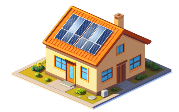 Pink t-shirt template for women, front and back view isolated on a transparent background - A simple house with solar panels on the roof, isometric view,transparent background (3)