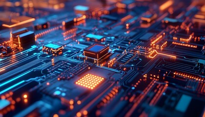 Close-up view of a complex circuit board.