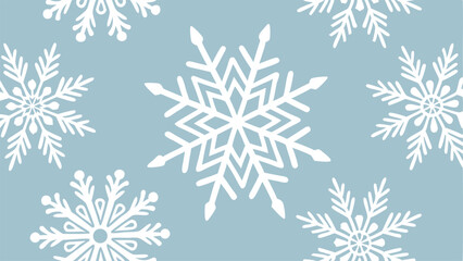 Elegant snowflake pattern on a blue background for winter holiday designs