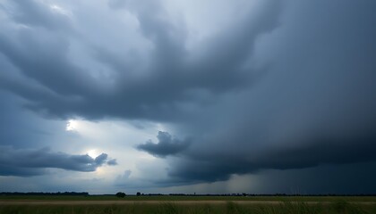 large field with a sky filled with clouds