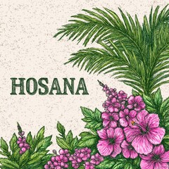 Tropical Floral Elegance: Vibrant Hibiscus & Lush Greenery - Botanical Design Delight