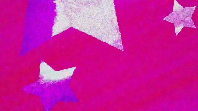 Retro background, 2d stars, pink and purple, grunge, textured, hand drawn, glitch art, 4k, prores, vintage, cute, fun, for kids