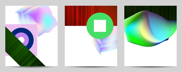 Set geometric colors fluid shapes eps 10. Flowing and liquid abstract gradient background for banner, poster or book. Vector design