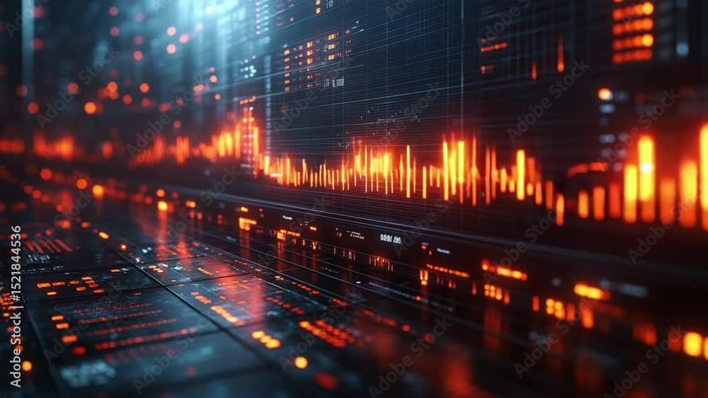 Poster digital data stream: an immersive digital landscape, teeming with glowing data streams, intricate ci