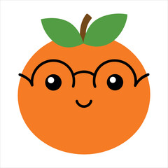 Fototapeta premium Cute Cartoon Orange Wearing Glasses Fruit Character Illustration