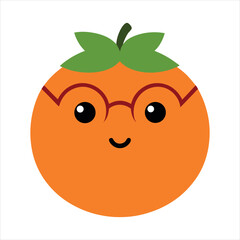 Obraz premium Cute Cartoon Orange Wearing Glasses Fruit Character Illustration