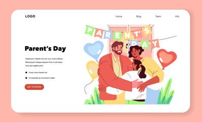 Parent's Day Celebration with Family Hug Vector Illustration