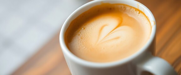 close up of a cup of coffee on a table