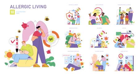 Allergy Awareness and Management Vector Illustrations Pack