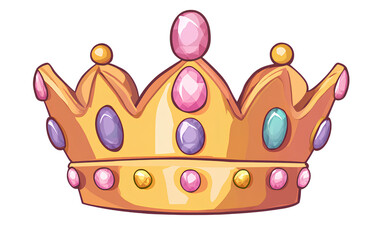 Pink t-shirt template for women, front and back view isolated on a transparent background - Crown with gemstones cartoon vector icon illustration, PNG transparent background (3)