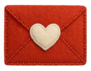 ícones artesanais de pelúcia vermelho Dia do namorados.