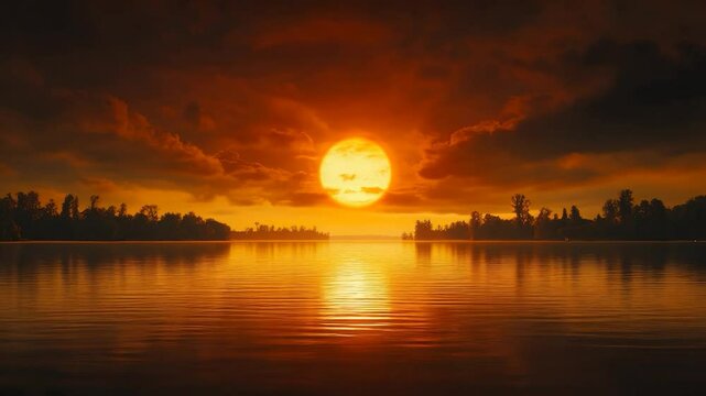 Fiery Sunset over Calm Waters