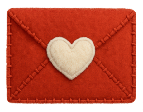 ícones artesanais de pelúcia vermelho Dia do namorados.