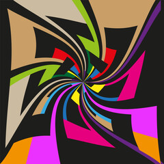 Colorful swirl shape. Abstract twisted symbol. Vector spiral graphic. Bold motion form.