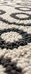 close up of a black and white rug