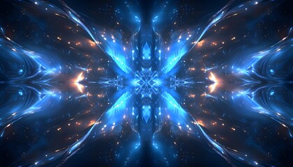 Intricate symmetrical design with glowing, flowing patterns.