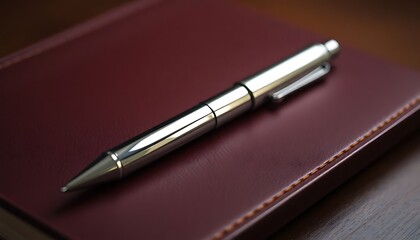 pen sitting on top of a red book