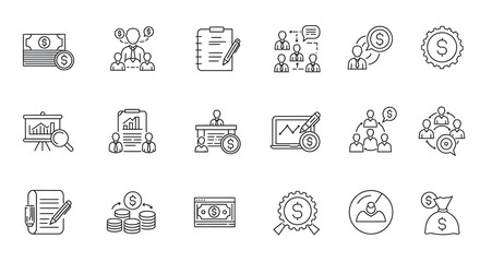 Business Management Icons Finance, Teamwork, Strategy & More