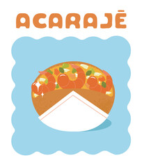Flat acarajé illustration. Brazilian fried shrimp snack vector