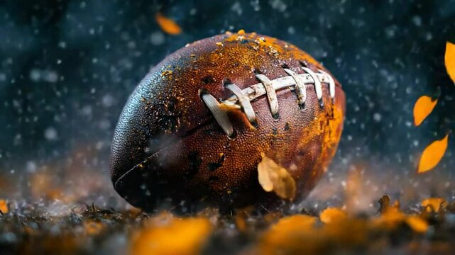 Wet Football Game Day Action Shot