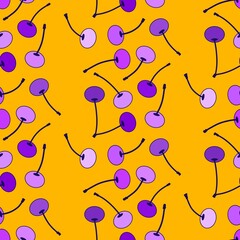 Summer fruit seamless cherry berry pattern for wrapping paper and fabrics