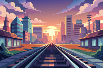 Fototapeta premium China urban downtown cityscape at night with car light motion on highway and street traffic, business skyscraper architecture against sunset skyline