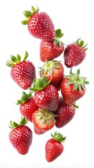 A Vibrant and Fresh Still Life Composition of Strawberries on White Background