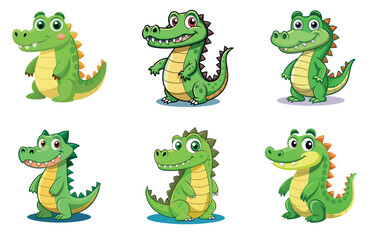 Crocodiles Cartoon Clipart Cute Flat Vector Crocodile Illustrations for Kids and Animal Designs