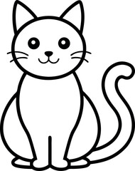 Cute Cat Coloring Page Outline On Transparent Background