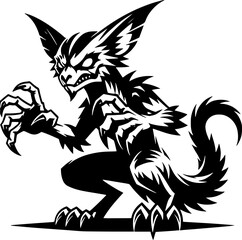 tattoo, vector, animal, illustration, head, black, tribal, symbol, logo, dragon, cartoon, design, mammal, wild, animals, art, wildlife, wolf, silhouette, horse, mascot, sign, nature, teeth, Chupacabra