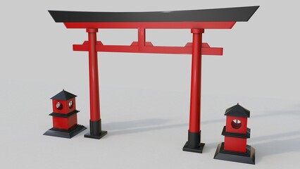 Japanese Tori Gate 3D render